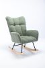 Rocking Chair, Soft Teddy Velvet Fabric Rocking Chair for Nursery, Comfy Wingback Glider Rocker with Safe Solid Wood Base for Living Room Bedroom Bal