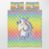 Unicorn Quilt Set 3 Piece, Lightweight Kids Microfiber Coverlet Colorful Cartoon Cute Bedspread Set (1 Quilt,2 Pillow Shams)