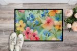 NEW Alaska Forget-me-nots in Watercolor Doormat Front Door Mat Indoor Outdoor Rugs for Entryway, Non Slip Washable Low Pile, 18H X 27W