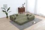 Convertible Sleeper Sofa Bed with Cylindrical Pillow, Corduroy Folding Mattress Couch with Fixed-Shape Frame
