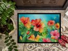 NEW Hawaii Hawaiian Hibiscus in Watercolor Doormat Front Door Mat Indoor Outdoor Rugs for Entryway, Non Slip Washable Low Pile, 18H X 27W