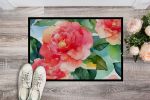 NEW Alabama Camellia in Watercolor Doormat Front Door Mat Indoor Outdoor Rugs for Entryway, Non Slip Washable Low Pile, 18H X 27W