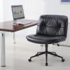Criss Cross Legged Chair, Armless Office Desk Wide Seat Wheels, Swivel Height Adjustable Comfy Computer Task Seating Modern Home Room