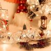 [100 LED Battery-powered Christmas Tree] A Christmas Tree With 32 Feet Of Ribbon, 100 LED Lights, Golden Wire Ribbon, Battery-powered