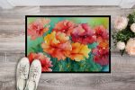 NEW Ohio Scarlet Carnations in Watercolor Doormat Front Door Mat Indoor Outdoor Rugs for Entryway, Non Slip Washable Low Pile, 18H X 27W