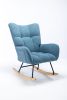 Rocking Chair, Soft Teddy Velvet Fabric Rocking Chair for Nursery, Comfy Wingback Glider Rocker with Safe Solid Wood Base for Living Room Bedroom Bal