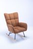 Rocking Chair, Soft Teddy Velvet Fabric Rocking Chair for Nursery, Comfy Wingback Glider Rocker with Safe Solid Wood Base for Living Room Bedroom Bal