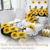 Sunflower Pattern Duvet Cover, Black & White Bedding Set for Men and Women, Sunflower Printed Duvet Cover, with Zipper Closure Ultra Soft Durable
