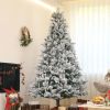 Pre-Lit Christmas Tree 6.5Ft  Or 7.5Ft W- Clear Lights & Tips, Snow Flocked, Hinged, Natural Elegance for Home Office