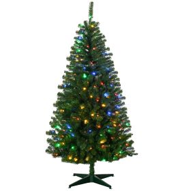 Pre-lit Artificial Christmas Tree Holiday DÃ©cor with Branches, Warm White or Colorful LED Lights, Auto Open (Color: green, size: 6ft)