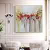 Oil Painting Hand Painted Square Still Life Floral / Botanical Modern Stretched Canvas Home Living Room Bedroom Luxurious Decoration Painting