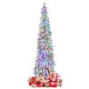 4/5/6 Feet Pre-Lit Artificial Christmas Tree Snow-Flocked Slim Pencil Xmas Decor