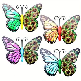 1pc/4pcs, Metal Butterfly Wall Art Decor, 3D Indoor Outdoor Hanging Decor Ornament, Hand-made (Style: 4PC/4SET)