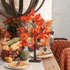 Fall Decorations for Home, Thanksgiving Decorations, 24'/2FT Lighted Fall Maple Leaves Tree with 24 LEDs for Autumn Decor