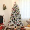 Pre-Lit Christmas Tree 6.5Ft  Or 7.5Ft W- Clear Lights & Tips, Snow Flocked, Hinged, Natural Elegance for Home Office