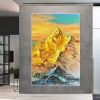 Handmade Large Golden Mountain Oil Painting;  Textured Acrylic Painting Modern Landscape Modern Wall Art Living Room Home Decor