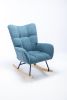 Rocking Chair, Soft Teddy Velvet Fabric Rocking Chair for Nursery, Comfy Wingback Glider Rocker with Safe Solid Wood Base for Living Room Bedroom Bal
