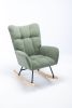 Rocking Chair, Soft Teddy Velvet Fabric Rocking Chair for Nursery, Comfy Wingback Glider Rocker with Safe Solid Wood Base for Living Room Bedroom Bal
