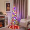 4/5/6 Feet Pre-Lit Artificial Christmas Tree Snow-Flocked Slim Pencil Xmas Decor