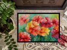 NEW Ohio Scarlet Carnations in Watercolor Doormat Front Door Mat Indoor Outdoor Rugs for Entryway, Non Slip Washable Low Pile, 18H X 27W