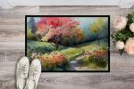 NEW North Carolina Dogwoods in Watercolor Doormat Front Door Mat Indoor Outdoor Rugs for Entryway, Non Slip Washable Low Pile, 18H X 27W
