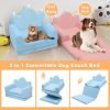Tiara-Shaped Convertible Dog Bed And Sofa - 22.8"Ã—18.8"Ã—15.7" - 2-in-1 Luxurious Pet Bed With Plush Cushion And Machine-Washable Cover