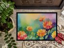 NEW Chrysanthemums in Watercolor Doormat Front Door Mat Indoor Outdoor Rugs for Entryway, Non Slip Washable Low Pile, 18H X 27W