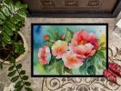 NEW Georgia Cherokee Rose in Watercolor Doormat Front Door Mat Indoor Outdoor Rugs for Entryway, Non Slip Washable Low Pile, 18H X 27W