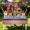 181Pcs 4th of July 250th Anniversary Party Supplies Set Independence Day Red White Blue Disposable Tableware with Plates Cups Cutlery Napkins Banner T