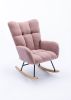 Rocking Chair, Soft Teddy Velvet Fabric Rocking Chair for Nursery, Comfy Wingback Glider Rocker with Safe Solid Wood Base for Living Room Bedroom Bal