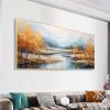 Hand Painted Oil Painting Original Snowy Mountain Canvas Oil Painting Custom Autumn Forest Wall Art Abstract River Landscape Painting Modern Living Ro