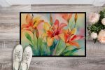 NEW Lilies in Watercolor Doormat Front Door Mat Indoor Outdoor Rugs for Entryway, Non Slip Washable Low Pile, 18H X 27W