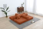 Convertible Sleeper Sofa Bed with Cylindrical Pillow, Corduroy Folding Mattress Couch with Fixed-Shape Frame