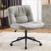 Criss Cross Legged Chair, Armless Office Desk Wide Seat Wheels, Swivel Height Adjustable Comfy Computer Task Seating Modern Home Room