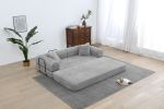 Convertible Sleeper Sofa Bed, Corduroy Folding Sofa Bed with Fixed-Shape Frame, Fold Out Floor Mattress Couch, Lazy Compression Sofa for Living Room