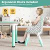 Kids Table and Chairs Set for 4 with Graffiti Desktop