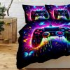 3PCS Gamer Gaming Bedding Sets 3D Gamepad Duvet Cover Sets for Boys Games Colorful Game Controller Modern Room Decor Home Quilt Cover Set